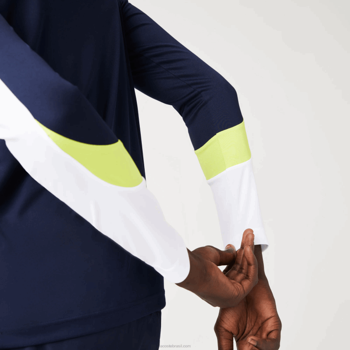 Lacoste camiseta esporte tênis homens azul marinho amarelo branco 692 88BL754 - Image 8
