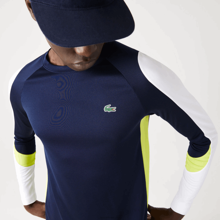Lacoste camiseta esporte tênis homens azul marinho amarelo branco 692 88BL754 - Image 1