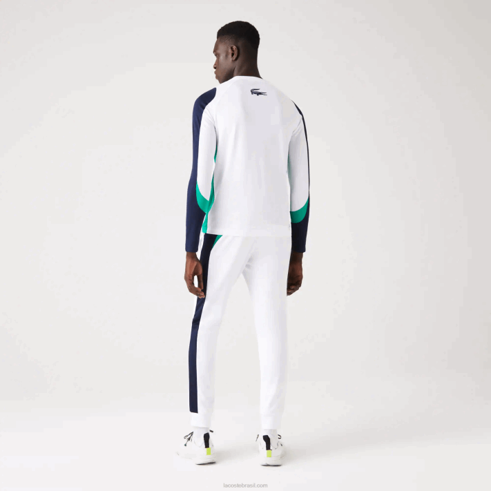 Lacoste camiseta esporte tênis homens branco verde azul marinho yh9 88BL755 - Image 3