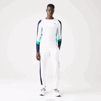 Lacoste camiseta esporte tênis homens branco verde azul marinho yh9 88BL755