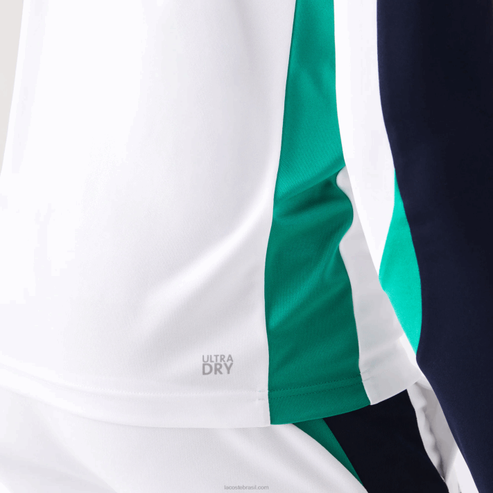 Lacoste camiseta esporte tênis homens branco verde azul marinho yh9 88BL755 - Image 6