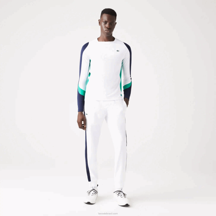 Lacoste camiseta esporte tênis homens branco verde azul marinho yh9 88BL755 - Image 1