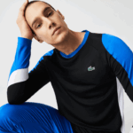 Lacoste camiseta esporte tênis homens preto azul branco zfz 88BL753