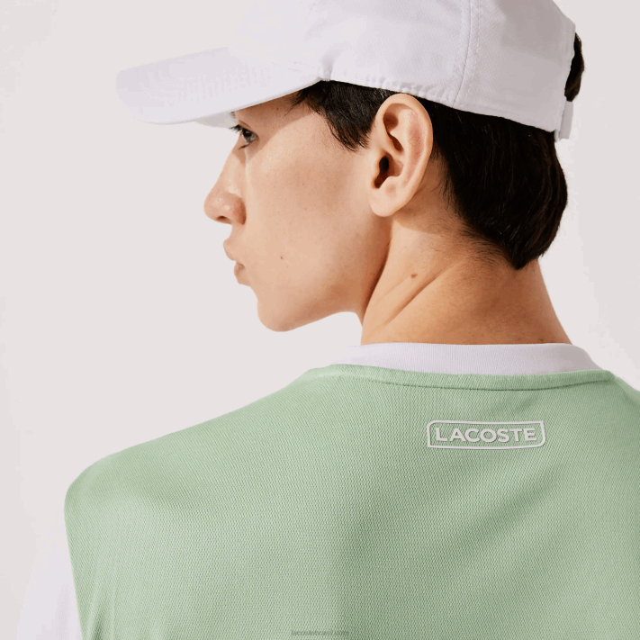 Lacoste camiseta esporte tricolor respirável light piquê homens branco verde azul marinho branco cmn 88BL908 - Image 2