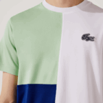 Lacoste camiseta esporte tricolor respirável light piquê homens branco verde azul marinho branco cmn 88BL908 - Image 6