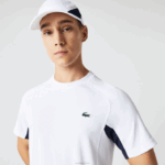 Lacoste camiseta esportiva color block ultra-dry tênis piquê homens branco azul marinho branco y2u 88BL583