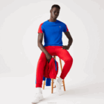 Lacoste camiseta esportiva com estampa de crocodilo homens azul vermelho branco yh7 88BL587 - Image 2