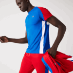 Lacoste camiseta esportiva com estampa de crocodilo homens azul vermelho branco yh7 88BL587