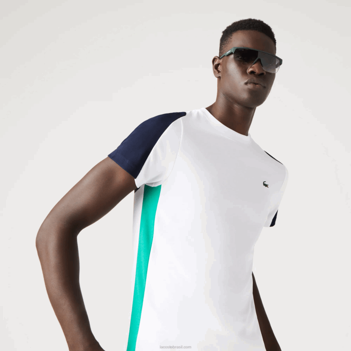 Lacoste camiseta esportiva com estampa de crocodilo homens branco verde azul marinho yh9 88BL588 - Image 7
