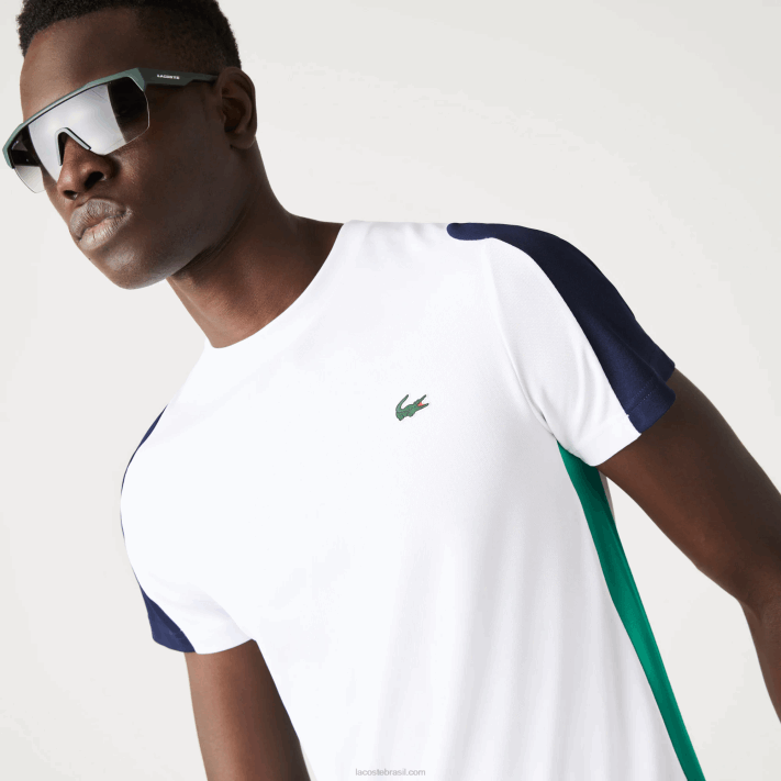 Lacoste camiseta esportiva com estampa de crocodilo homens branco verde azul marinho yh9 88BL588 - Image 8