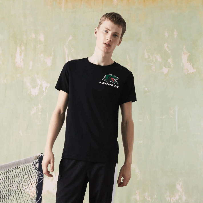 Lacoste camiseta esportiva com estampa de crocodilo homens preto 031 88BL682 - Image 2