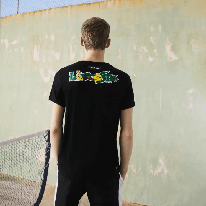 Lacoste camiseta esportiva com estampa de crocodilo homens preto 031 88BL682 - Image 3