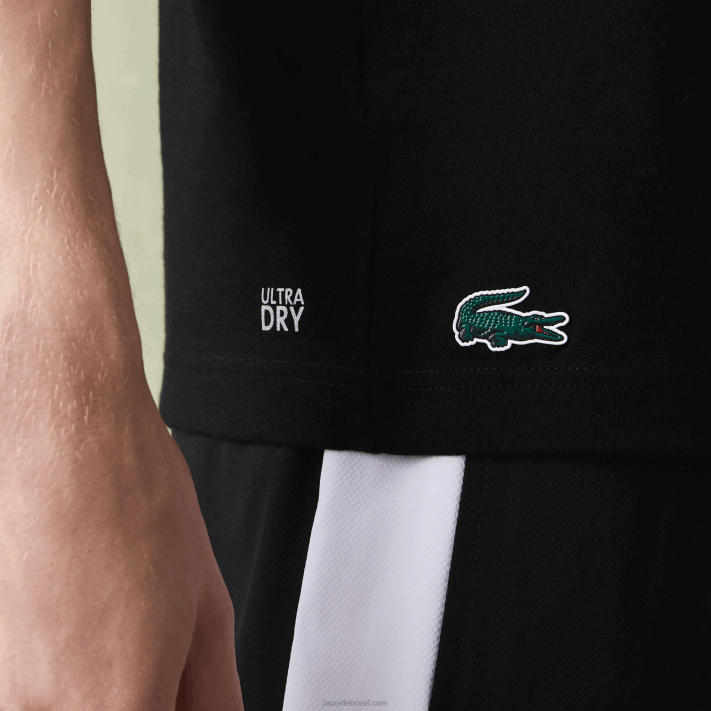 Lacoste camiseta esportiva com estampa de crocodilo homens preto 031 88BL682 - Image 4