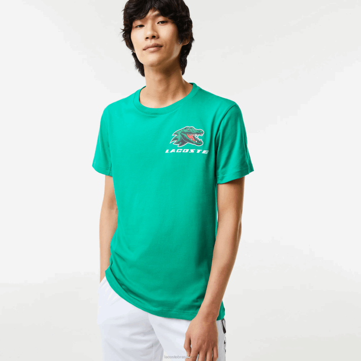 Lacoste camiseta esportiva com estampa de crocodilo homens verde hd2 88BL683 - Image 1