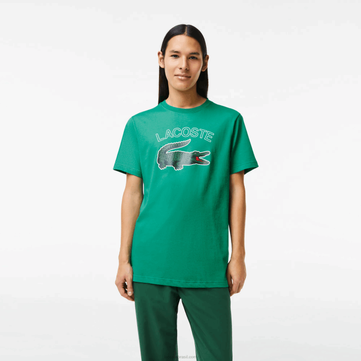 Lacoste camiseta esportiva com estampa de crocodilo homens verde hd2 88BL842 - Image 1