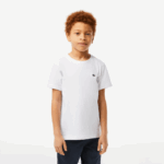 Lacoste camiseta esportiva de mistura de algodão respirável Rapazes branco 001 88BL3027