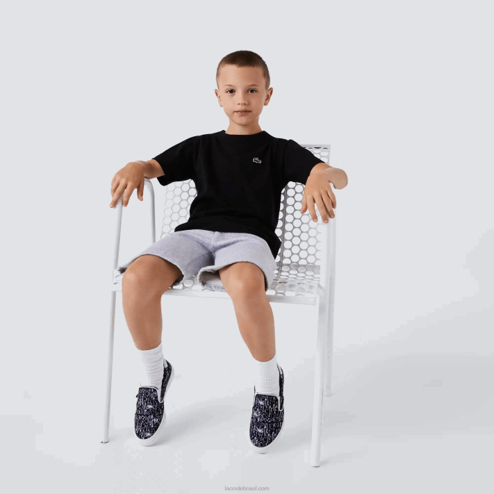 Lacoste camiseta esportiva de mistura de algodão respirável Rapazes preto 031 88BL3028 - Image 2