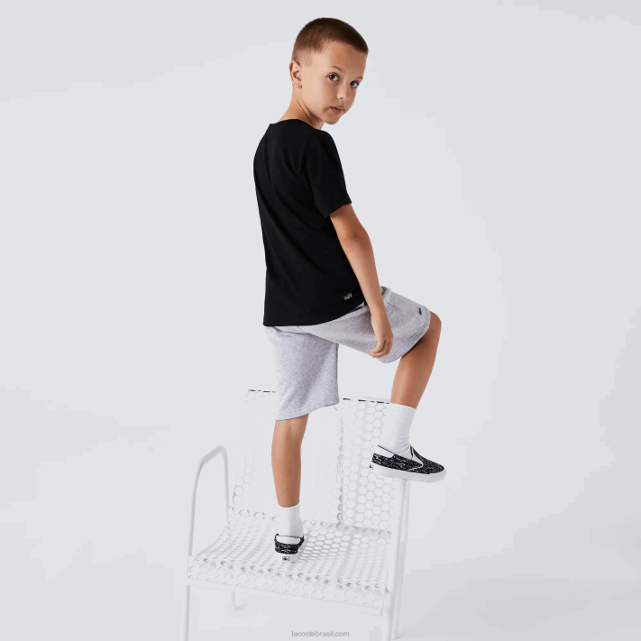 Lacoste camiseta esportiva de mistura de algodão respirável Rapazes preto 031 88BL3028 - Image 3