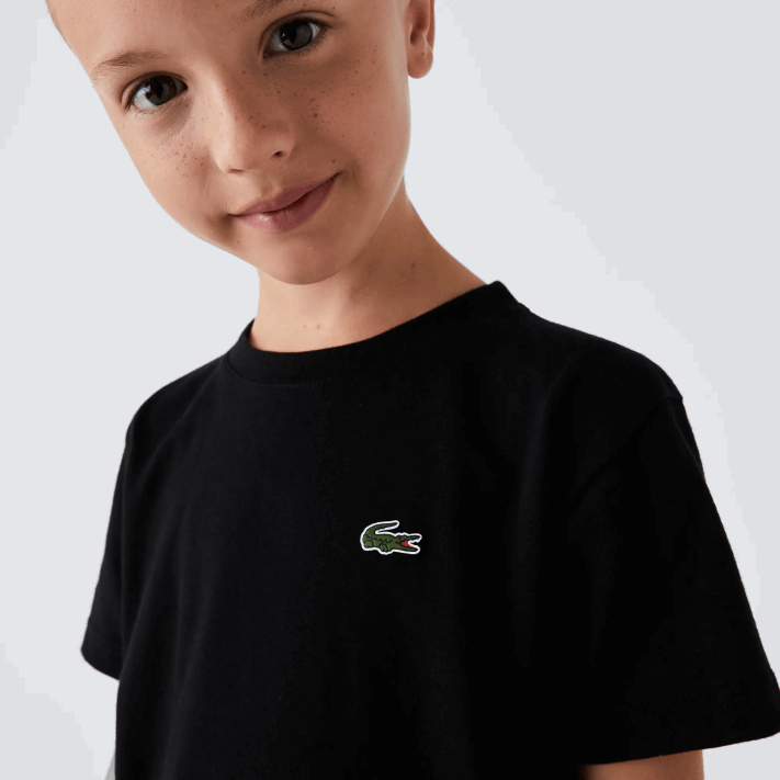 Lacoste camiseta esportiva de mistura de algodão respirável Rapazes preto 031 88BL3028 - Image 7