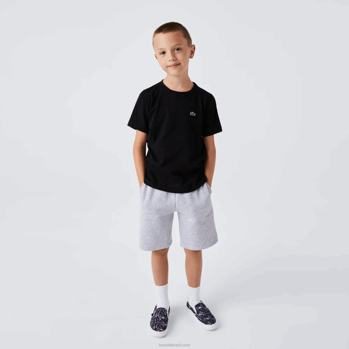Lacoste camiseta esportiva de mistura de algodão respirável Rapazes preto 031 88BL3028 - Image 1
