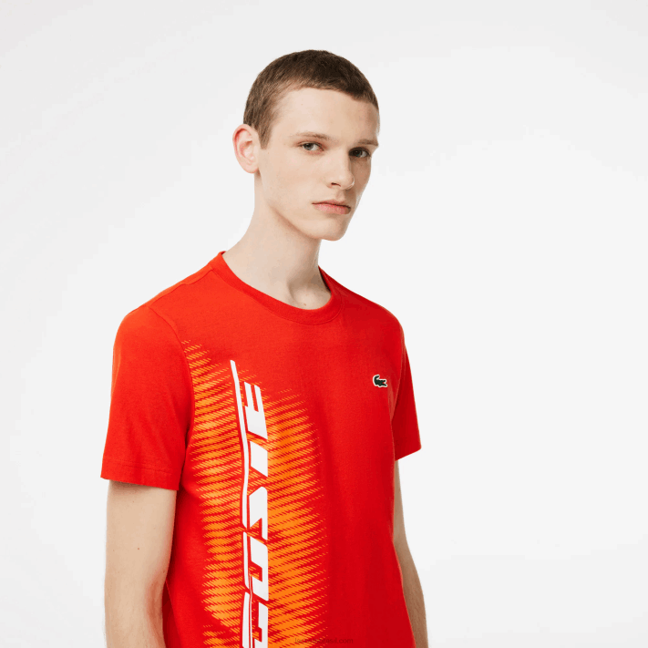 Lacoste camiseta esportiva regular fit com marca contrastante homens vermelho s5h 88BL222 - Image 2