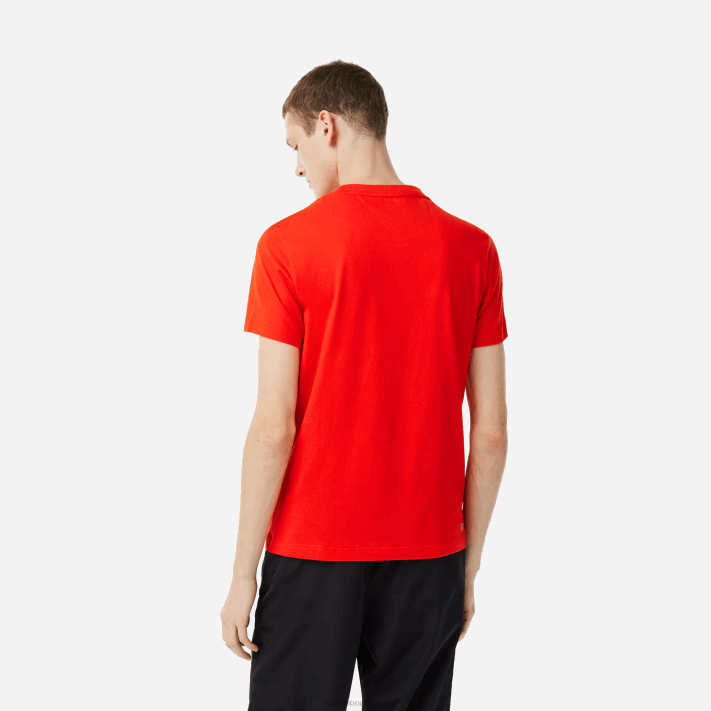 Lacoste camiseta esportiva regular fit com marca contrastante homens vermelho s5h 88BL222 - Image 3