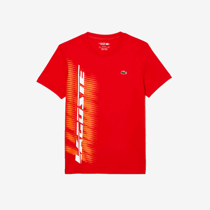 Lacoste camiseta esportiva regular fit com marca contrastante homens vermelho s5h 88BL222 - Image 4