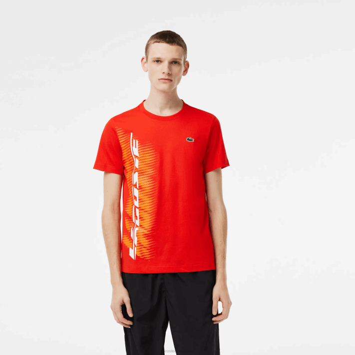 Lacoste camiseta esportiva regular fit com marca contrastante homens vermelho s5h 88BL222 - Image 1