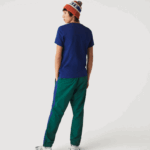 Lacoste camiseta esportiva respirável com estampa de tênis decote careca homens azul branco gtd 88BL794 - Image 3