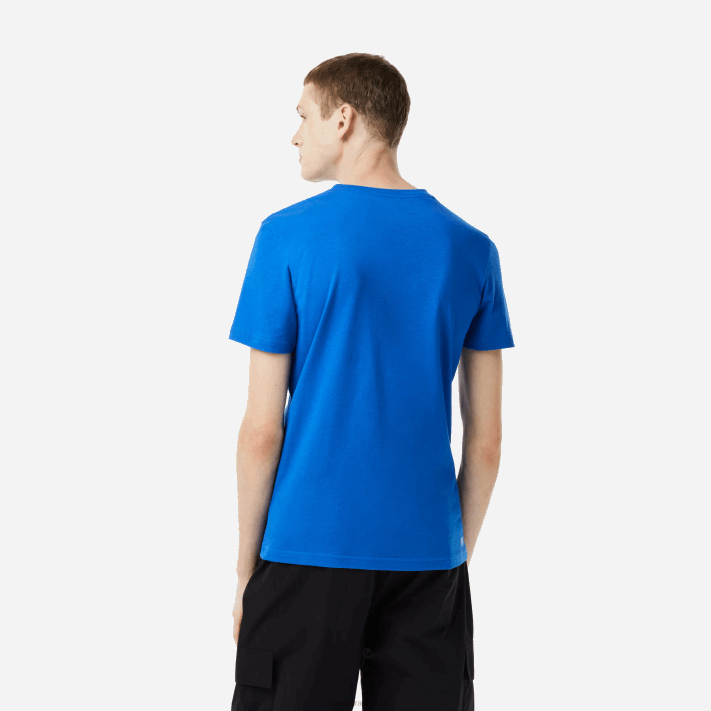 Lacoste camiseta esportiva respirável de crocodilo com estampa 3d homens azul amarelo etq 88BL88 - Image 3