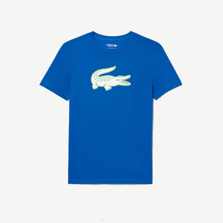 Lacoste camiseta esportiva respirável de crocodilo com estampa 3d homens azul amarelo etq 88BL88 - Image 4