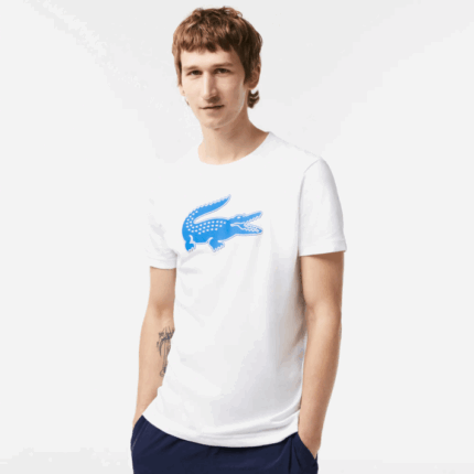 Lacoste camiseta esportiva respirável de crocodilo com estampa 3d homens branco azul qualquer 88BL122