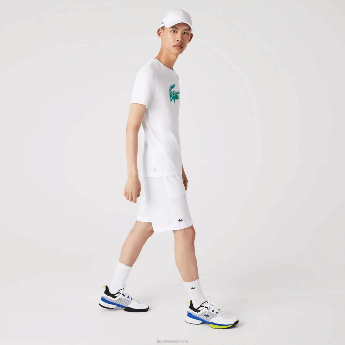 Lacoste camiseta esportiva respirável de crocodilo com estampa 3d homens branco verde w1j 88BL745 - Image 2