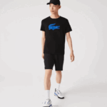 Lacoste camiseta esportiva respirável de crocodilo com estampa 3d homens preto azul 985 88BL836 - Image 2