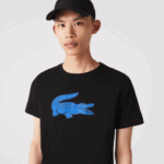 Lacoste camiseta esportiva respirável de crocodilo com estampa 3d homens preto azul 985 88BL836