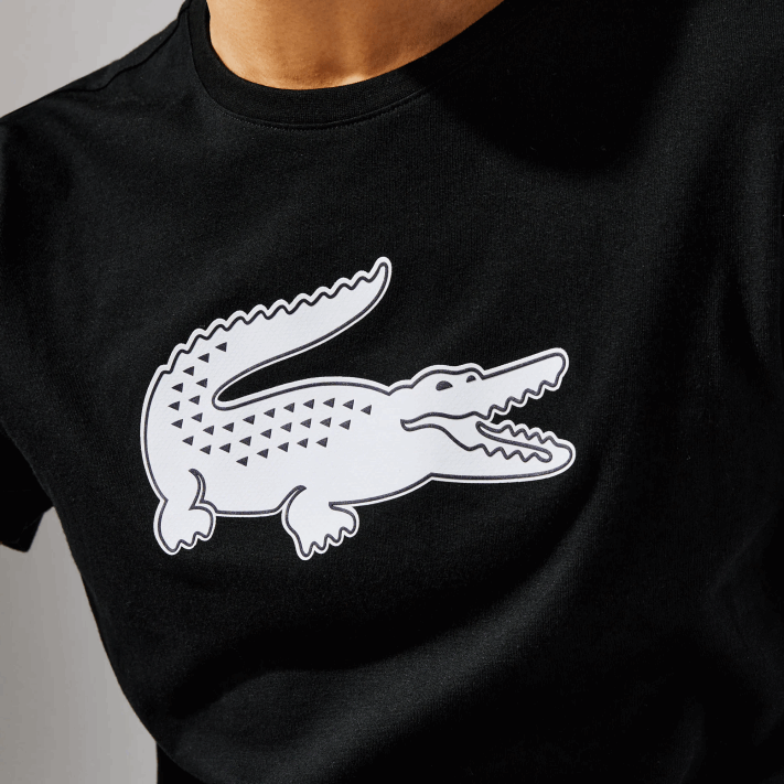 Lacoste camiseta esportiva respirável de crocodilo com estampa 3d homens preto branco 258 88BL161 - Image 2