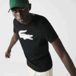 Lacoste camiseta esportiva respirável de crocodilo com estampa 3d homens preto branco 258 88BL161 - Image 4