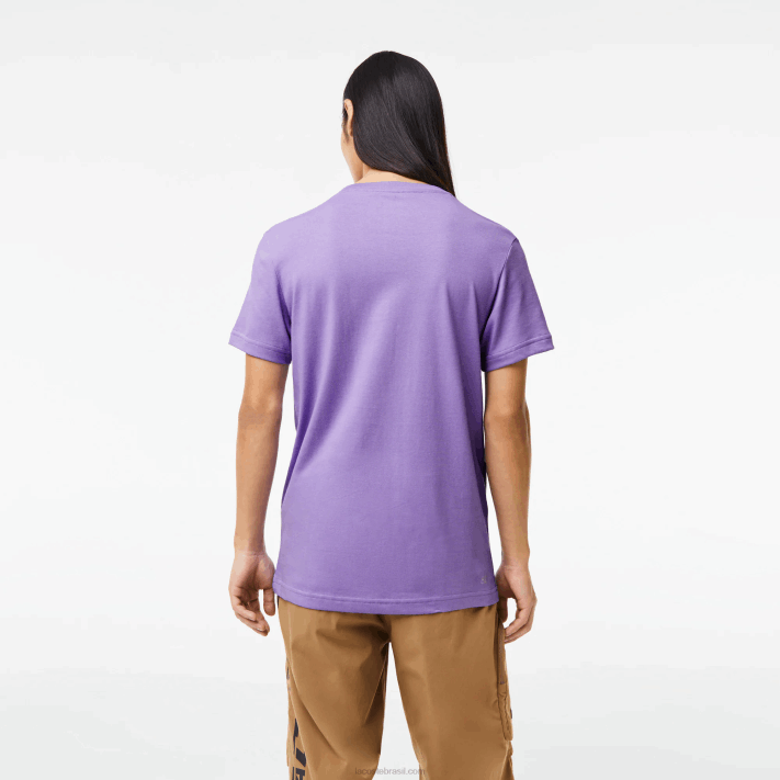 Lacoste camiseta esportiva respirável de crocodilo com estampa 3d homens roxo azul marinho w87 88BL863 - Image 3