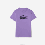 Lacoste camiseta esportiva respirável de crocodilo com estampa 3d homens roxo azul marinho w87 88BL863 - Image 4