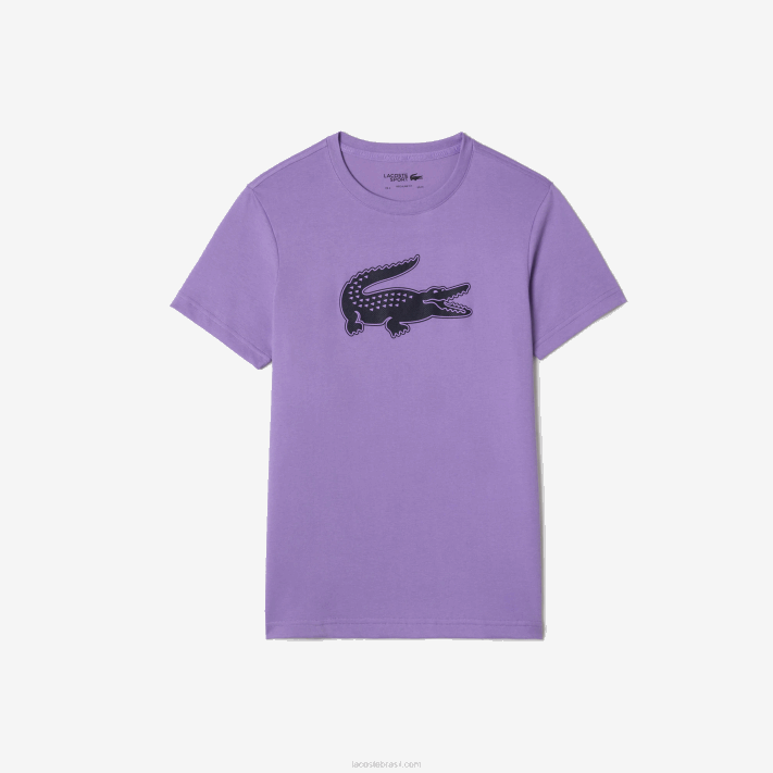 Lacoste camiseta esportiva respirável de crocodilo com estampa 3d homens roxo azul marinho w87 88BL863 - Image 4