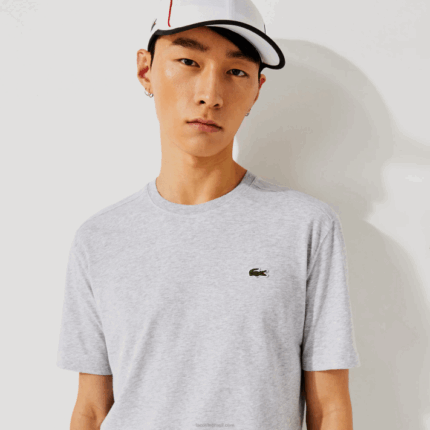 Lacoste camiseta esportiva respirável homens chine cinza cca 88BL718