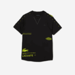 Lacoste camiseta esportiva stretch jersey homens preto amarelo 9y2 88BL828 - Image 5