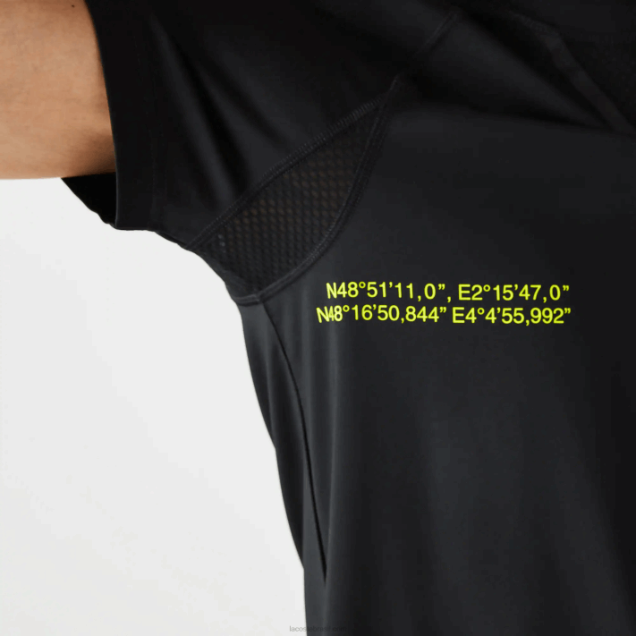 Lacoste camiseta esportiva stretch jersey homens preto amarelo 9y2 88BL828 - Image 6