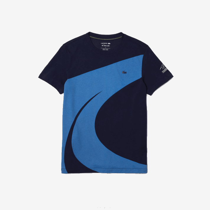 Lacoste camiseta esportiva x theo curin com estampa mulheres azul marinho branco vll 88BL944 - Image 5