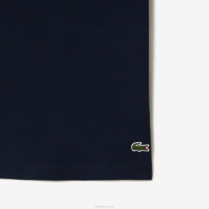Lacoste camiseta estampada em jersey de algodão homens azul marinho 166 88BL64 - Image 6