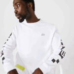 Lacoste camiseta estampada folgada homens branco 001 88BL796