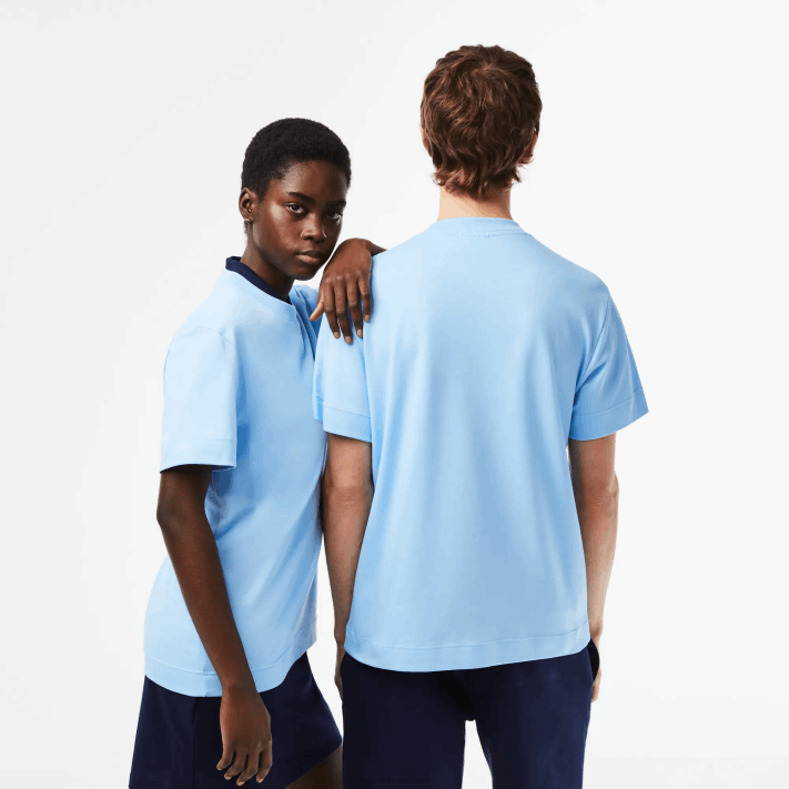 Lacoste camiseta gola redonda de algodão orgânico homens hbp azul 88BL735 - Image 3