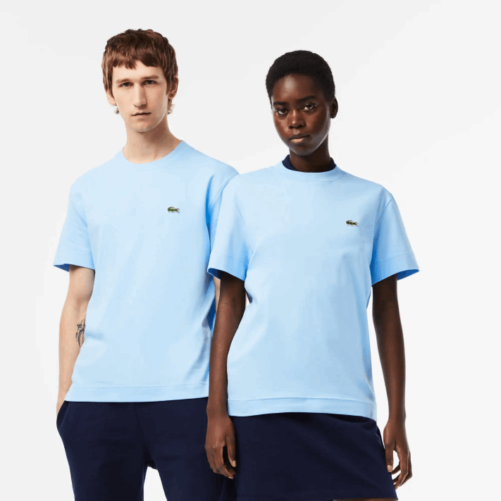 Lacoste camiseta gola redonda de algodão orgânico homens hbp azul 88BL735 - Image 1