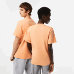 Lacoste camiseta gola redonda de algodão orgânico homens heb laranja claro 88BL98 - Image 3