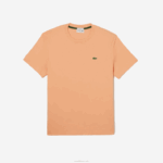 Lacoste camiseta gola redonda de algodão orgânico homens heb laranja claro 88BL98 - Image 4